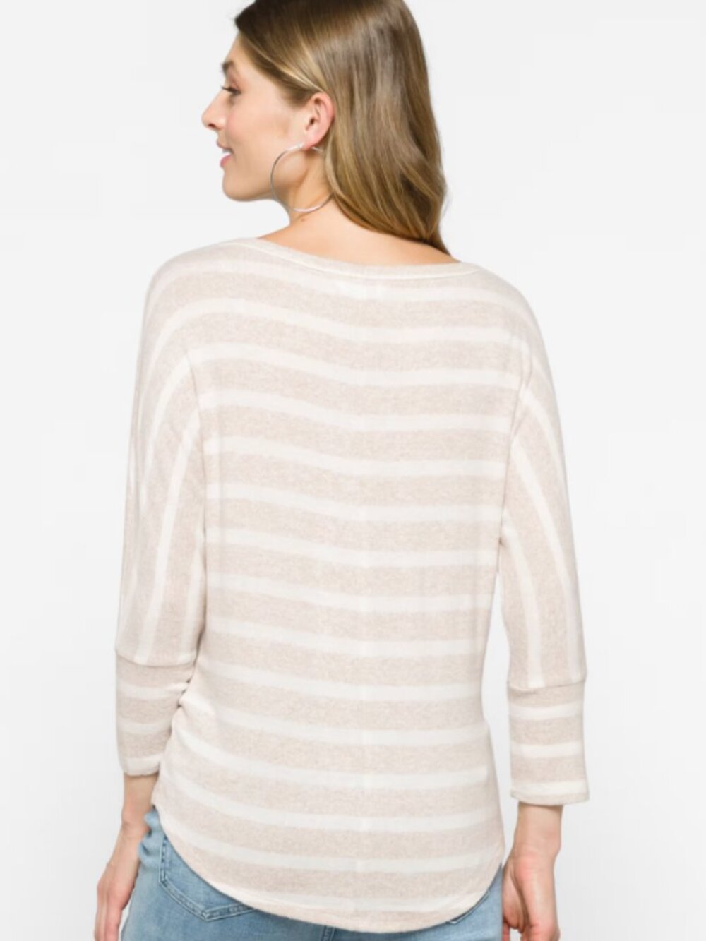 NWT Market & Spruce Corinna Brushed Dolman Knit Top Off-White Stripe Small - Picture 2 of 10